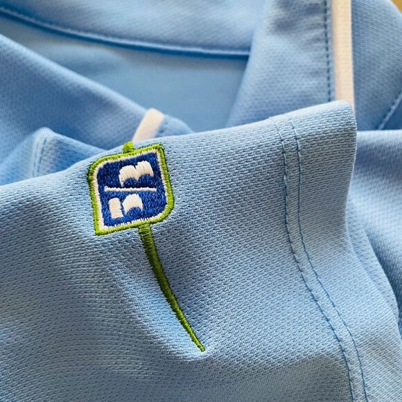 Nike Dri Fit Mens Blue Polo Shirt Golf Performance Medium Lightweight u 5/3 Logo - Picture 5 of 5